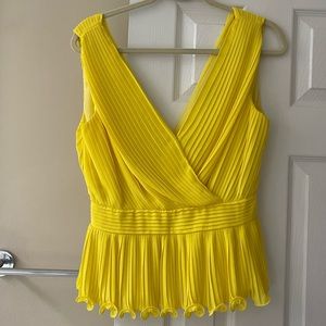 Endless Rose Yellow Pleated Peplum Tank Top Small